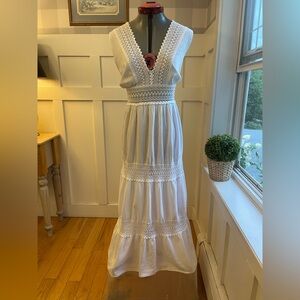 100% Cotton White Lace Maxi Dress Size Large